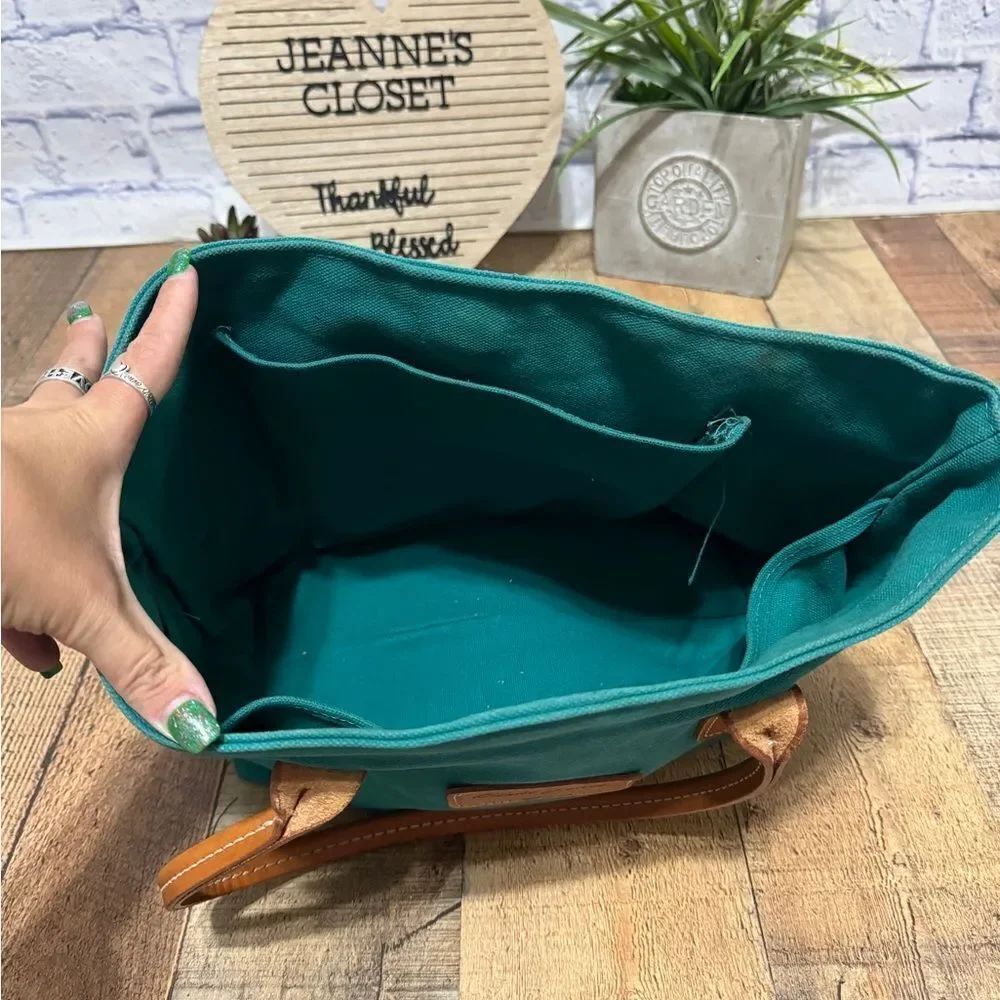 Blake Jones Designs Tote Should Bag Teal Canvas Leather Strap - Picture 11 of 11